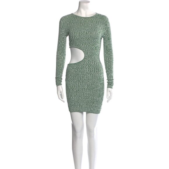 Aya Muse Womens Cut Out Printed Sheath Mini Dress Small Green Viscose Blend - Picture 1 of 7